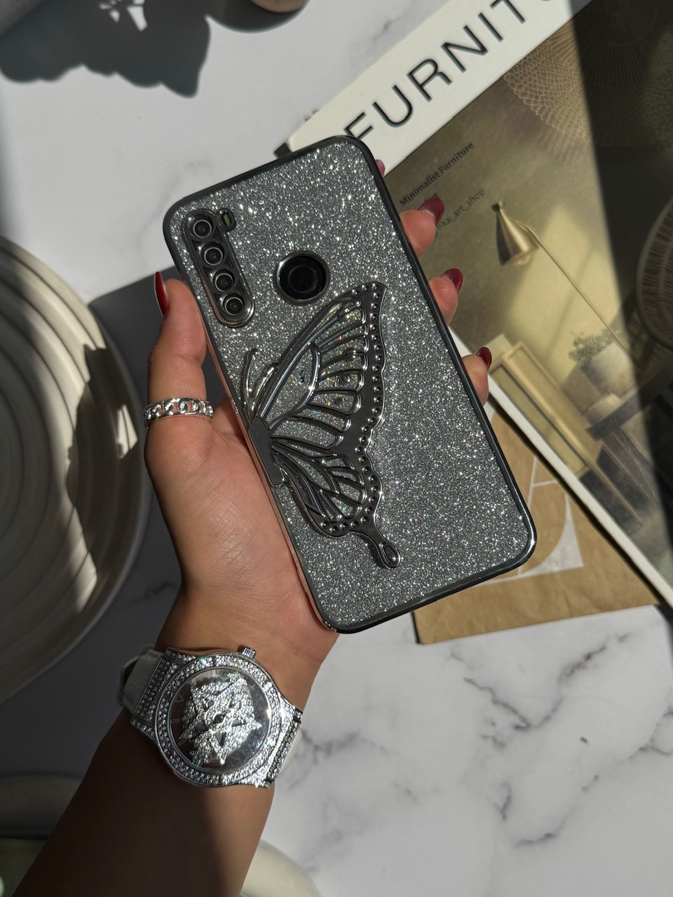 قاب بال پروانه آکواریومی با ورق شاین سامسونگ و شیائومی (کدC1827)