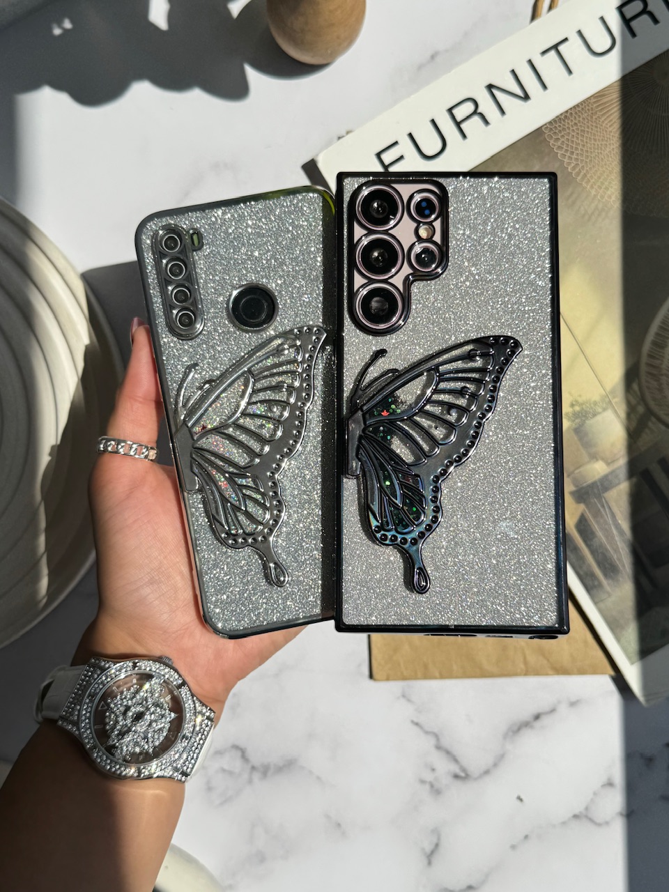 قاب بال پروانه آکواریومی با ورق شاین سامسونگ و شیائومی (کدC1827)