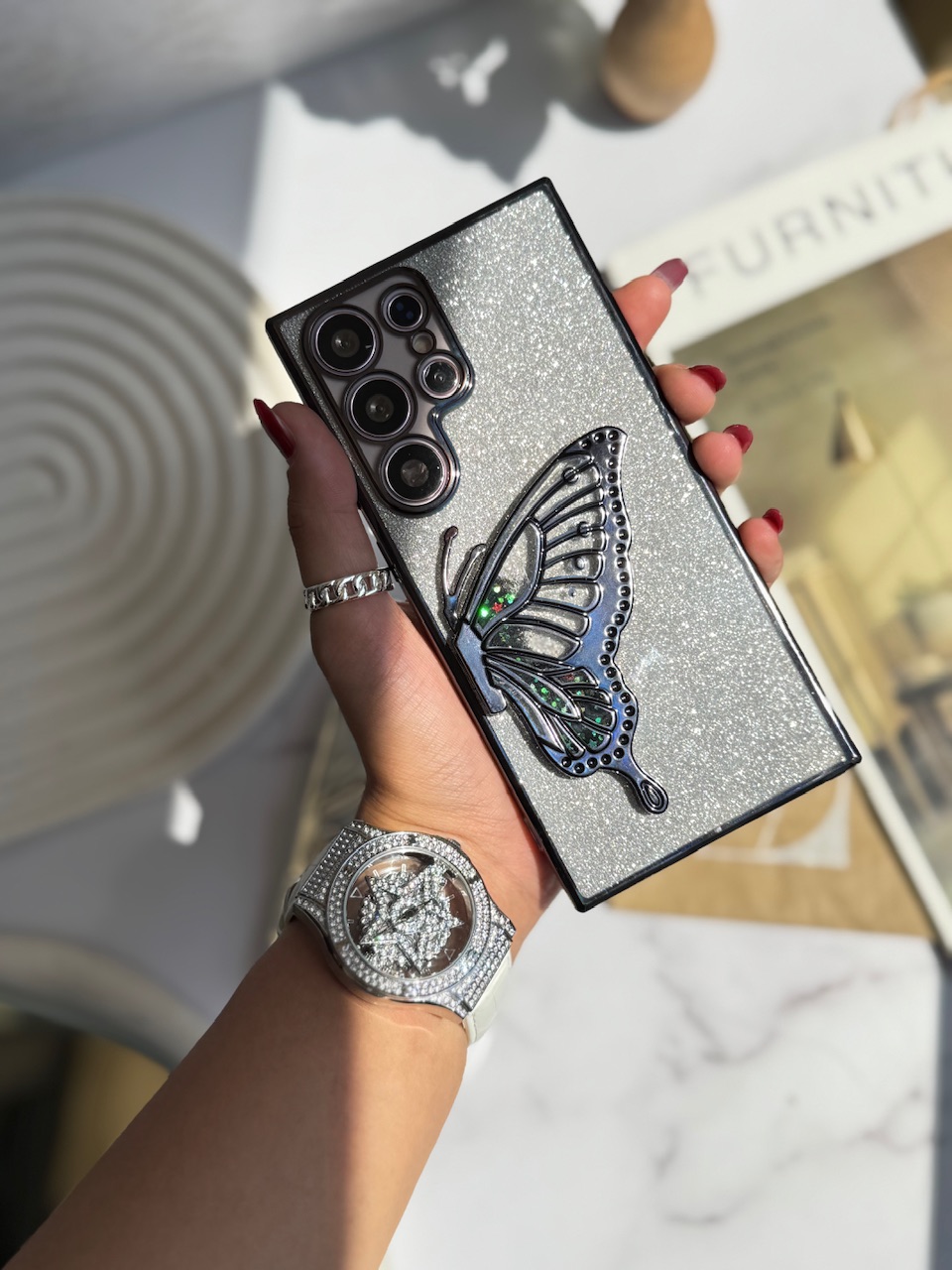 قاب بال پروانه آکواریومی با ورق شاین سامسونگ و شیائومی (کدC1827)