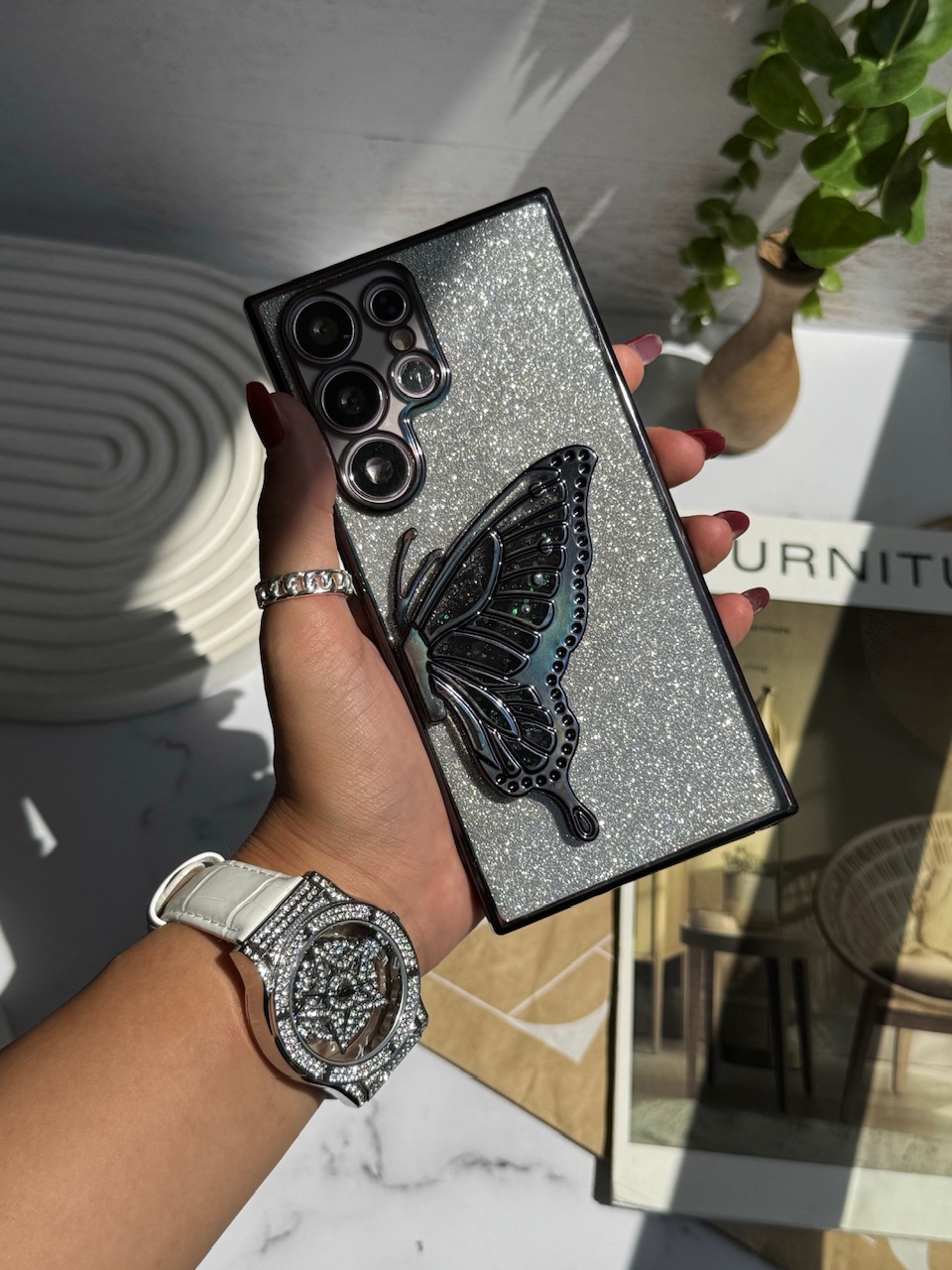 قاب بال پروانه آکواریومی با ورق شاین سامسونگ و شیائومی (کدC1827)