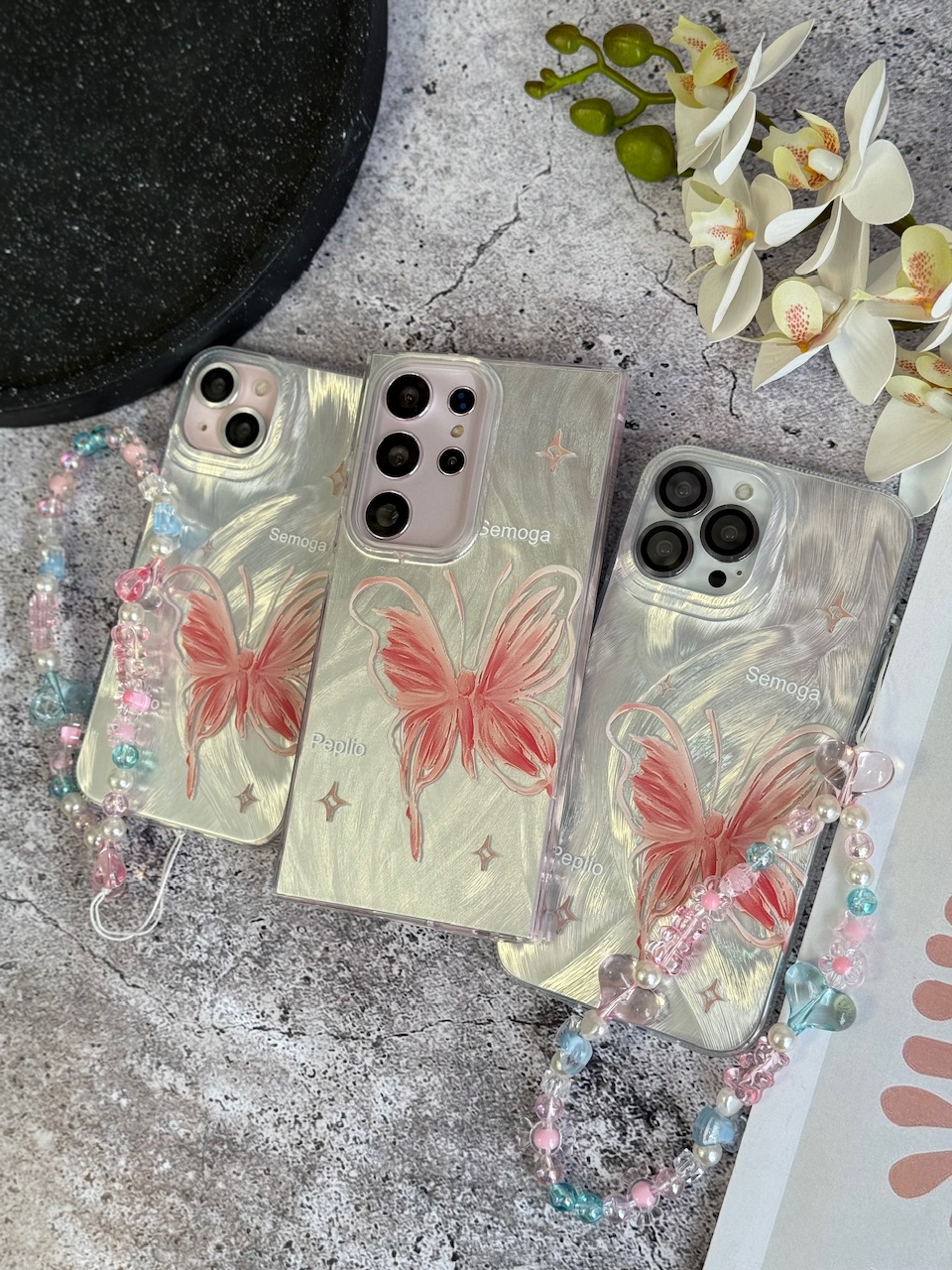 قاب پروانه رز فلای با آویز سامسونگ و شیائومی (کدC2148)