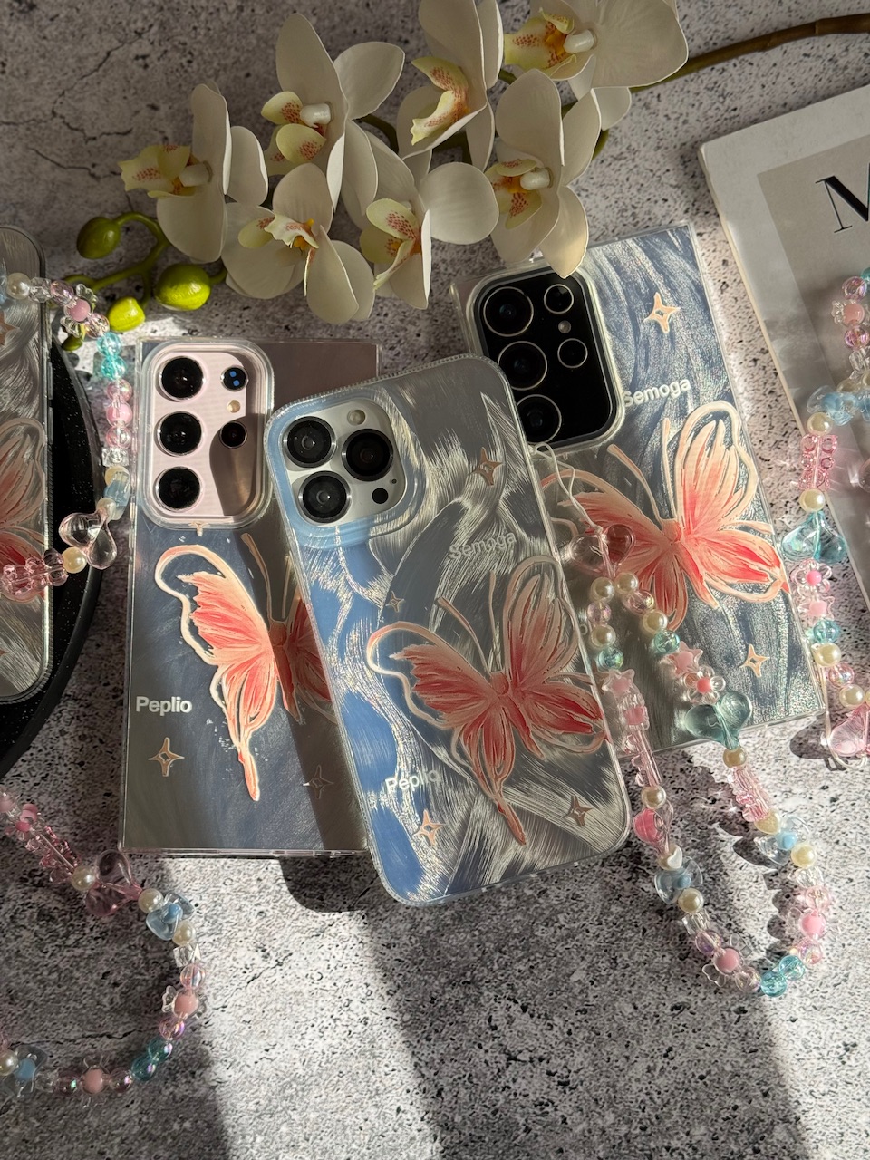 قاب پروانه رز فلای با آویز سامسونگ و شیائومی (کدC2148)