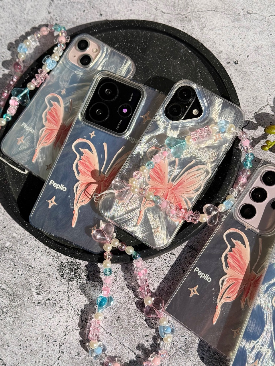 قاب پروانه رز فلای با آویز سامسونگ و شیائومی (کدC2148)