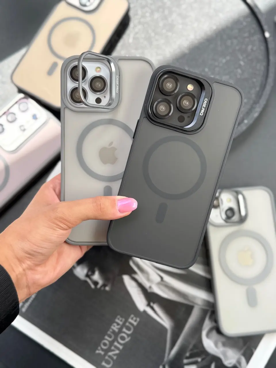 8a1fb5 قاب Matte CasePro Lens with MagSafe استند شو با لنز رینگی (کدC1608) - Image 1