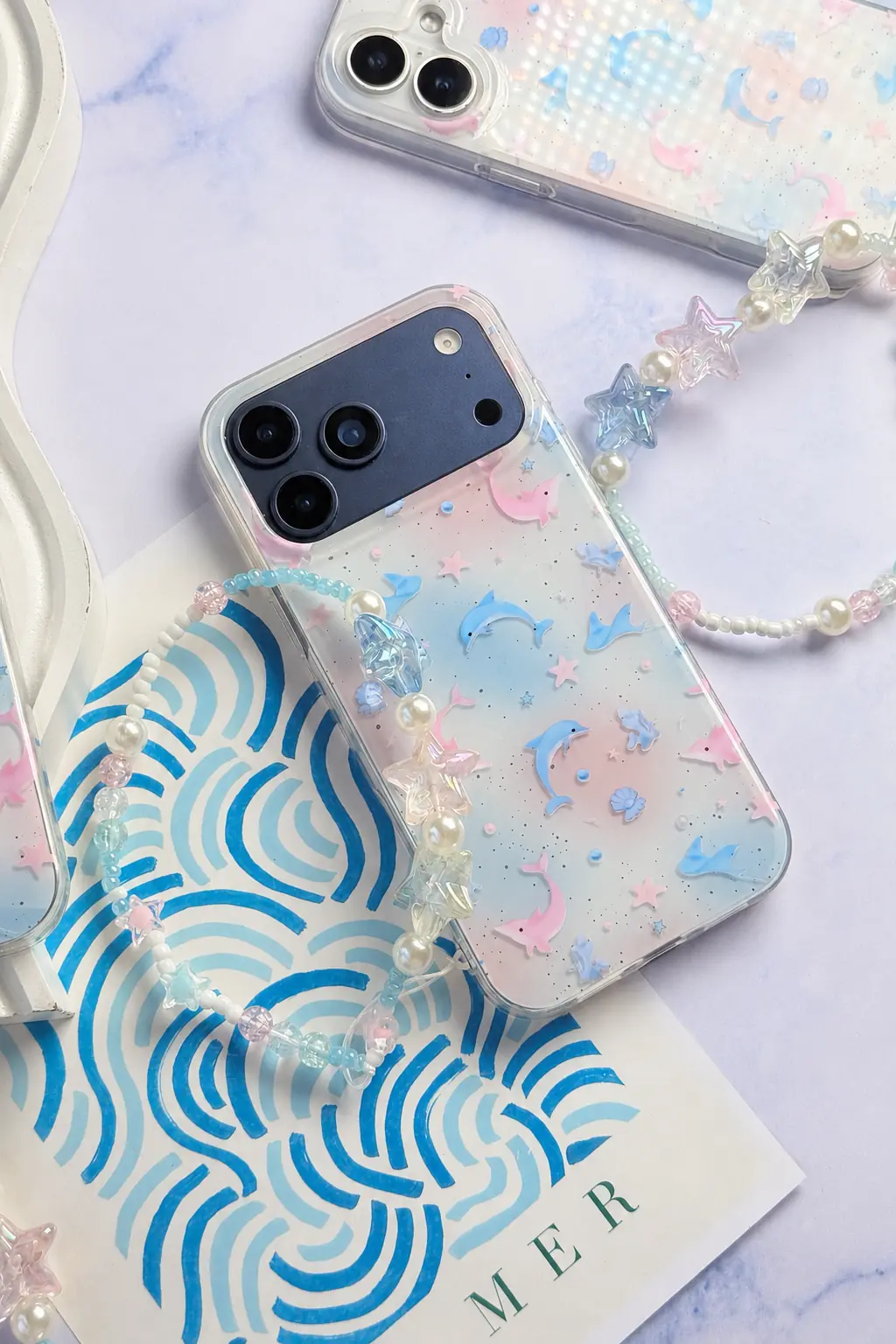 8a4f0a قاب Pastel Star Dolphin با آویز (کدC2251) - Image 1