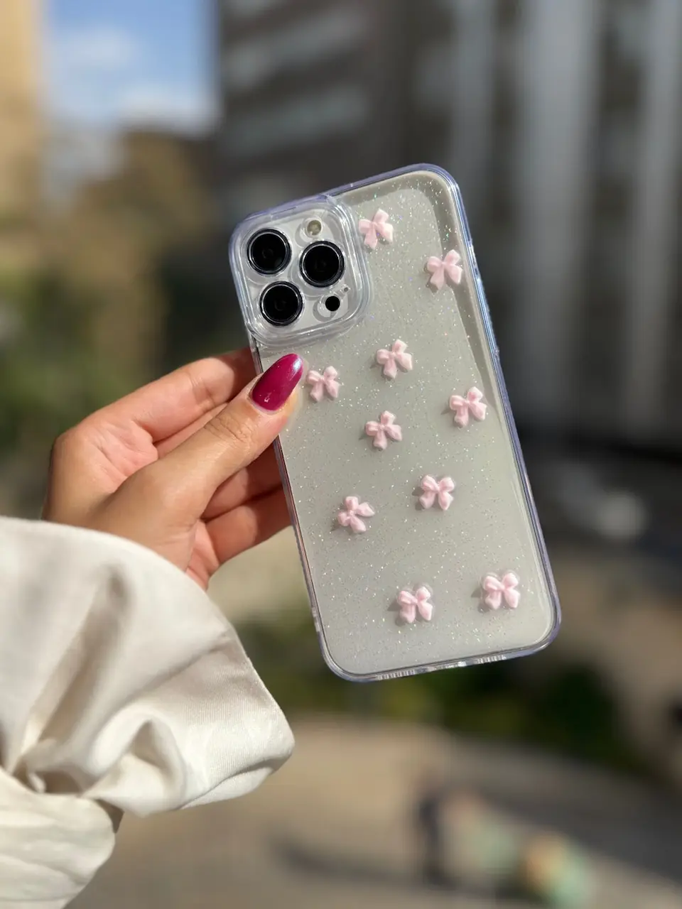 06d388 قاب پاپیون صورتی شاین آیفون ، سامسونگ ، شیائومی (کدC2059) - Image 1